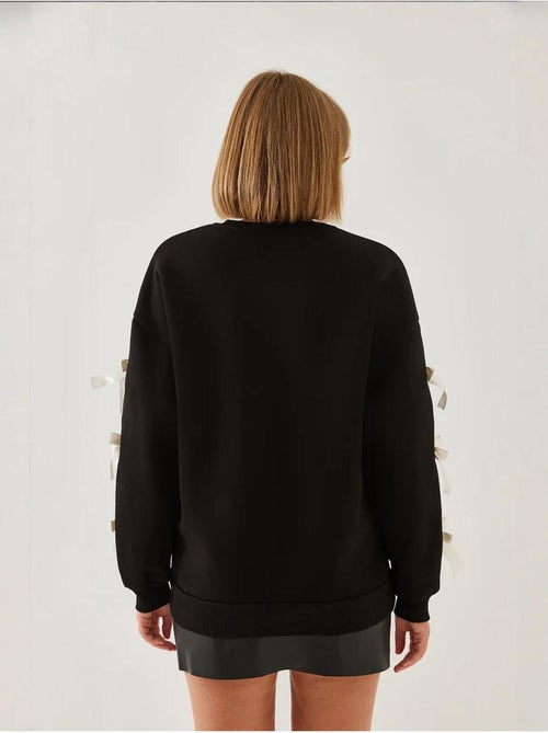 Bianco drie-draads geborstelde sweatshirt met strikmouwen lucci - Kiabi