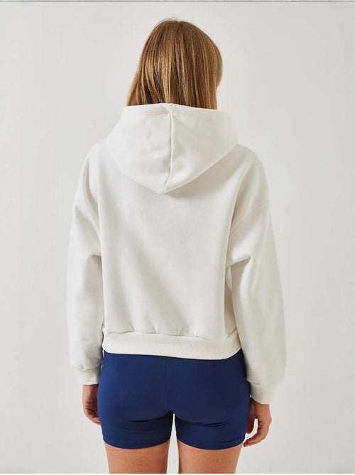 Bianco drie-garen geborstelde cropped sweatshirt met zijrits lucci - Kiabi