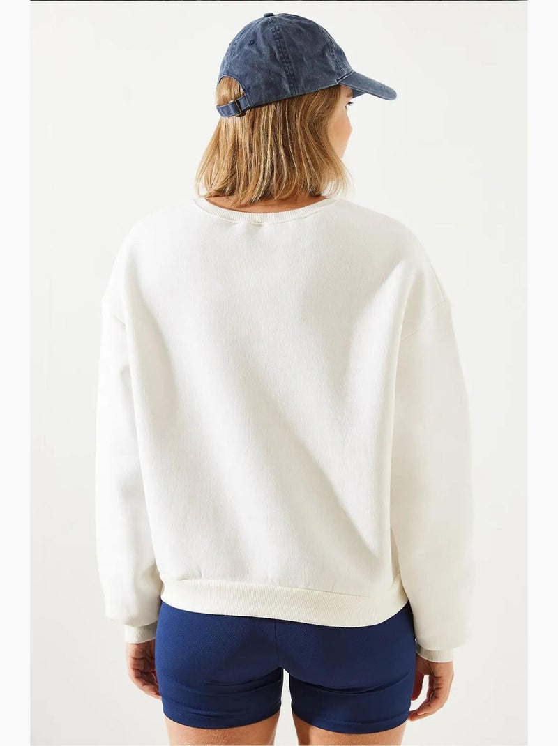 Bianco geborduurd garen sweatshirt lucci Klei-beige - Kiabi