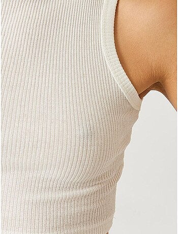 Bianco halternek geribbelde katoenen crop top lucci