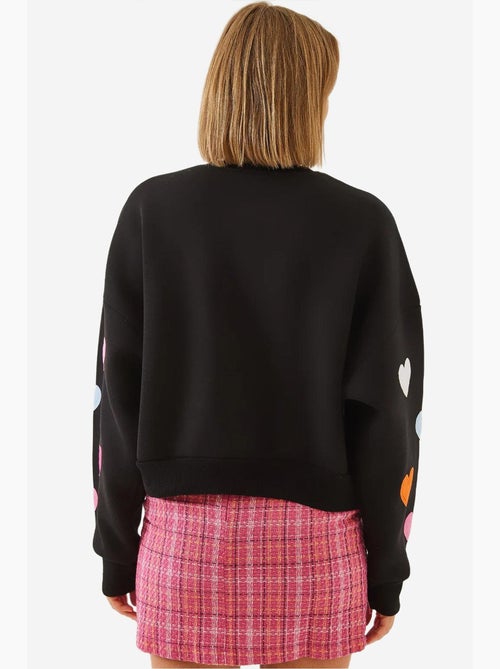 Bianco hart geborduurd drievoudig garen geborsteld sweatshirt lucci - Kiabi