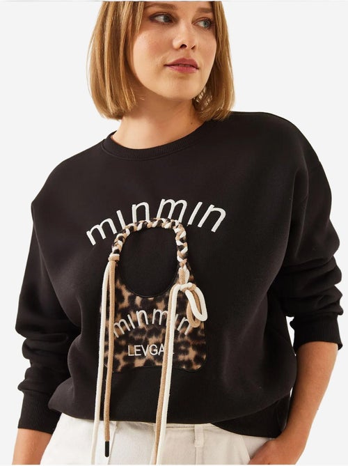 Bianco leopard bag geborduurd sweatshirt lucci - Kiabi