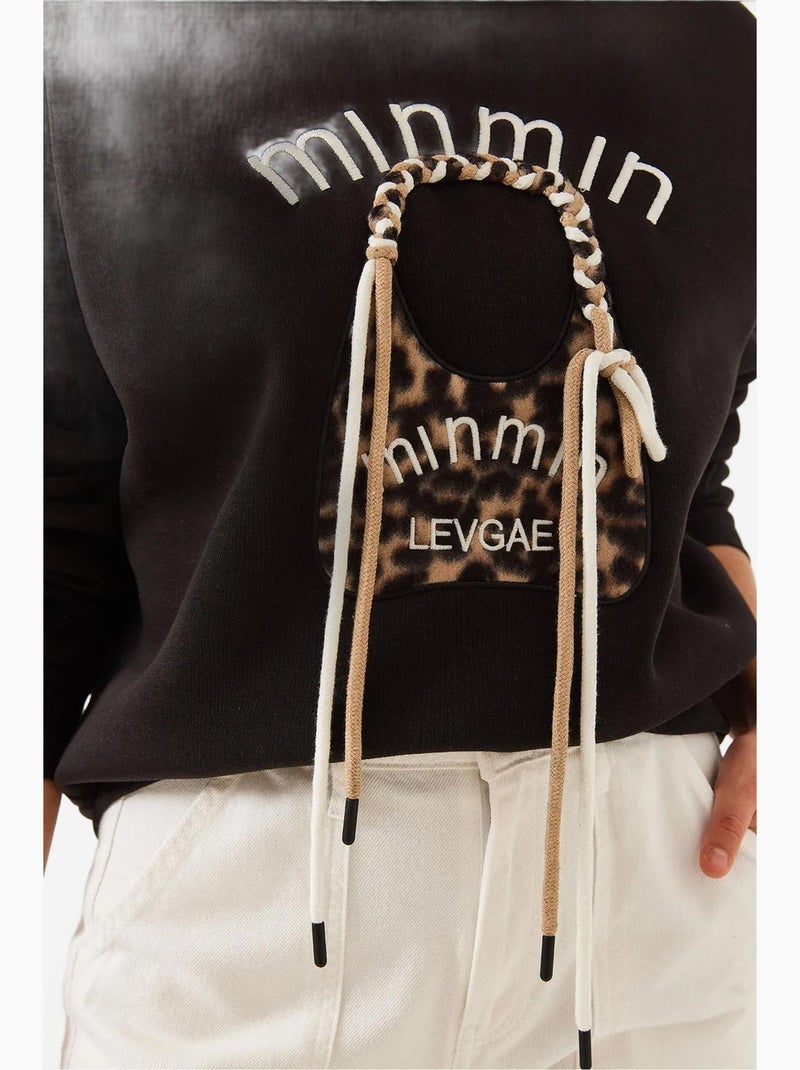 Bianco leopard bag geborduurd sweatshirt lucci Zwart - Kiabi