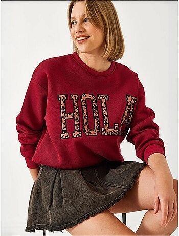 Bianco luipaard geborduurd drielaags geborsteld sweatshirt lucci