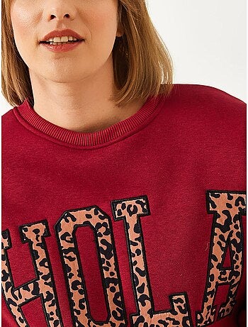 Bianco luipaard geborduurd drielaags geborsteld sweatshirt lucci