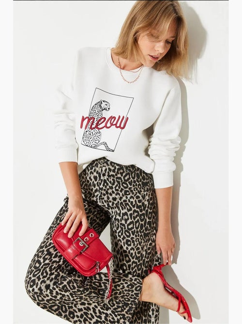 Bianco luipaardprint sweatshirt lucci - Kiabi