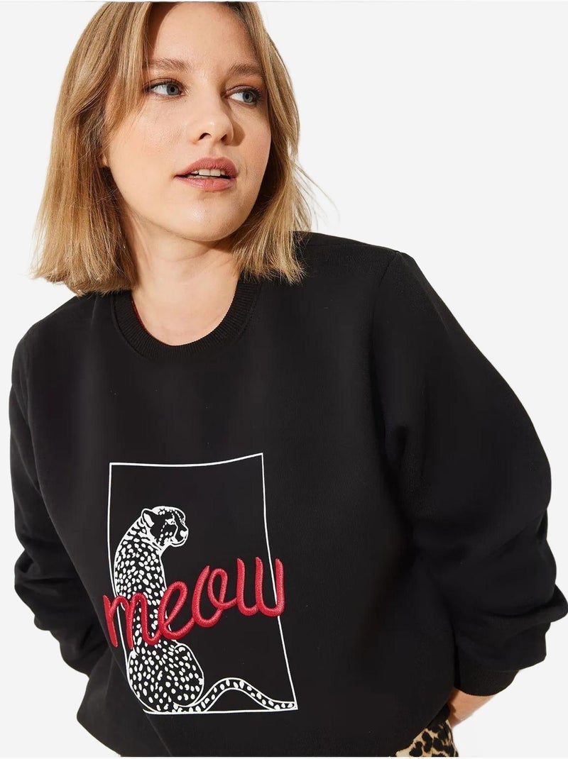Bianco luipaardprint sweatshirt lucci Zwart - Kiabi