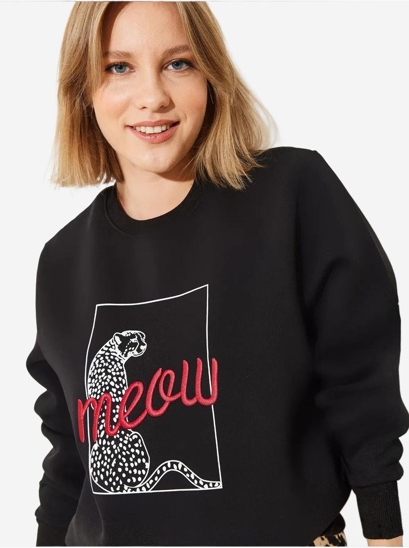 Bianco luipaardprint sweatshirt lucci Zwart - Kiabi