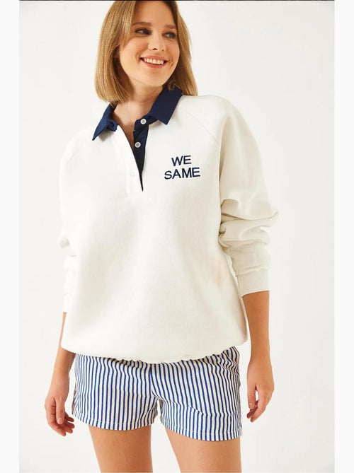 Bianco polo neck drielaags geborsteld sweatshirt lucci - Kiabi