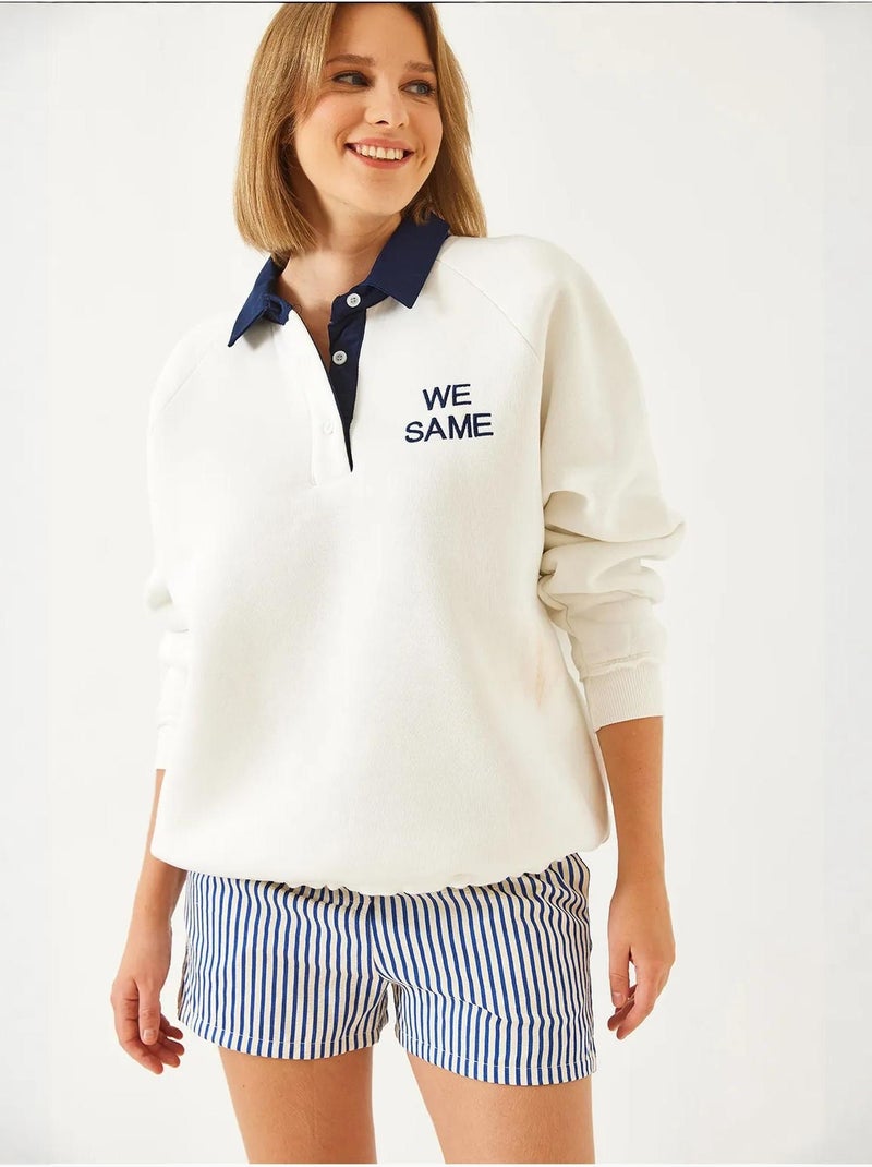 Bianco polo neck drielaags geborsteld sweatshirt lucci Wit - Kiabi