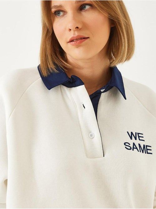 Bianco polo neck drielaags geborsteld sweatshirt lucci - Kiabi