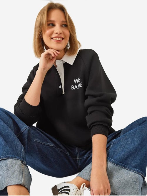 Bianco polo neck drielaags geborsteld sweatshirt lucci - Kiabi