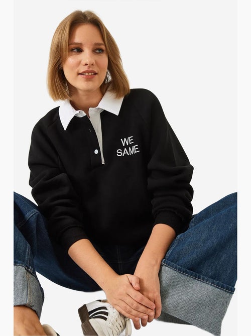 Bianco polo neck drielaags geborsteld sweatshirt lucci - Kiabi