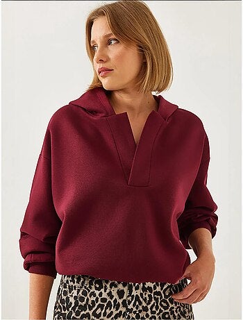 Bianco sweatshirt met v-hals en capuchon lucci