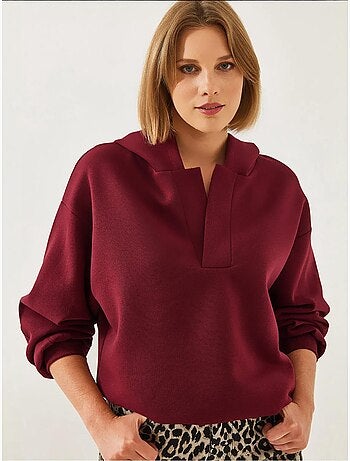 Bianco sweatshirt met v-hals en capuchon lucci