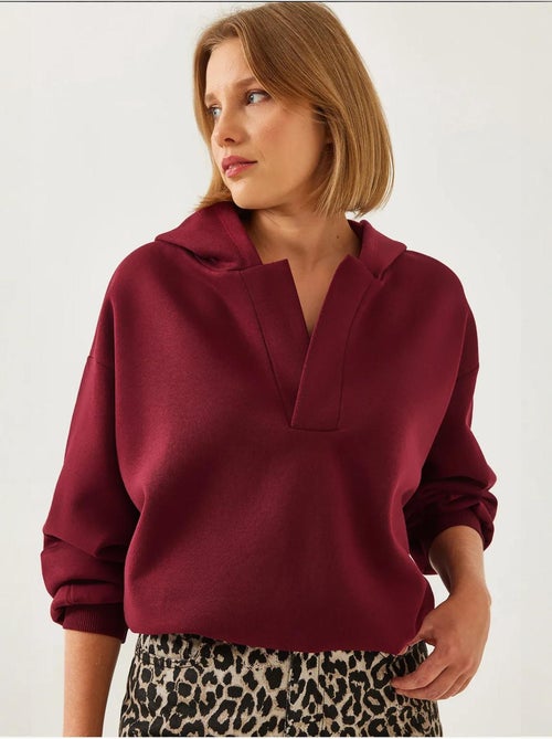 Bianco sweatshirt met v-hals en capuchon lucci - Kiabi