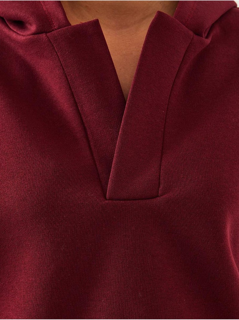 Bianco sweatshirt met v-hals en capuchon lucci Bordeauxrood - Kiabi