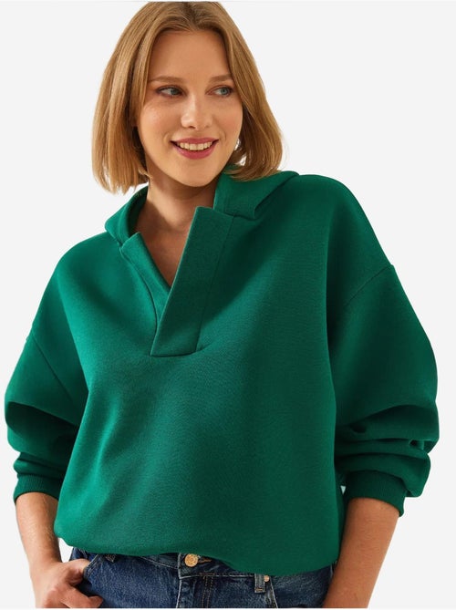 Bianco sweatshirt met v-hals en capuchon lucci - Kiabi