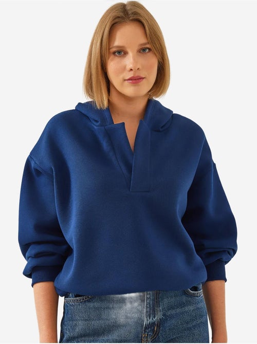 Bianco sweatshirt met v-hals en capuchon lucci - Kiabi