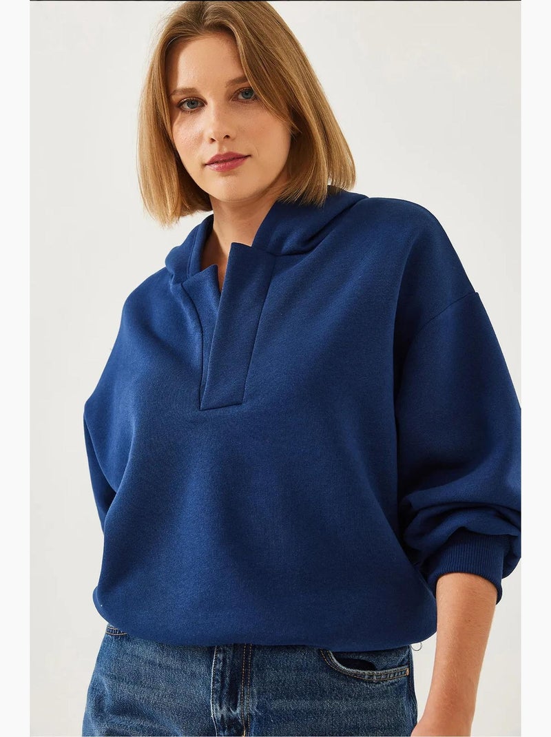 Bianco sweatshirt met v-hals en capuchon lucci Marineblauw - Kiabi
