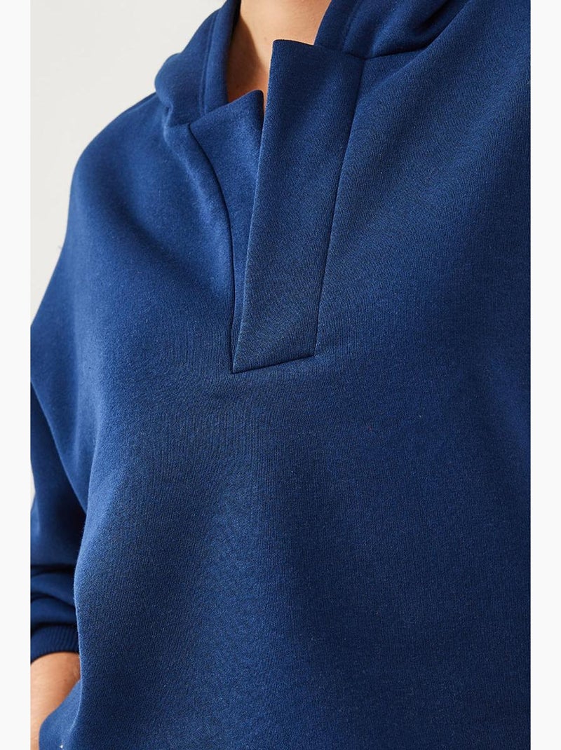 Bianco sweatshirt met v-hals en capuchon lucci Marineblauw - Kiabi