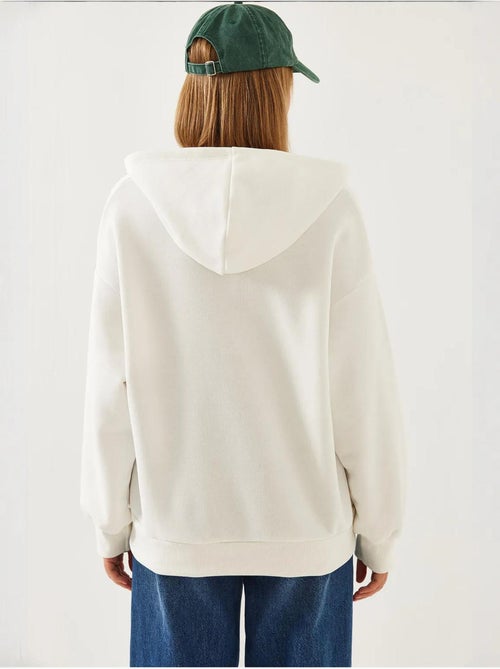Bianco sweatshirt met v-hals en capuchon lucci - Kiabi