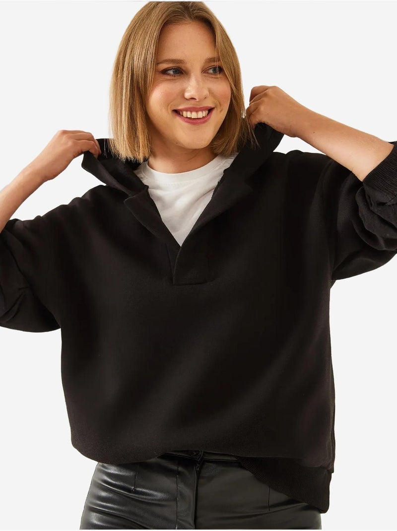 Bianco sweatshirt met v-hals en capuchon lucci Zwart - Kiabi