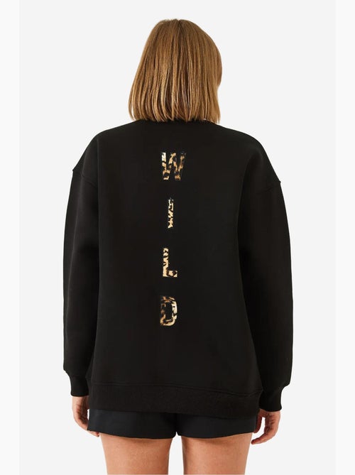 Bianco triple yarn geborstelde voorkant rits luipaardprint sweatshirt lucci - Kiabi