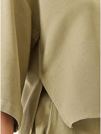 Bianco v-hals vleermuismouwen linnen kimono palazzo broekset lucci