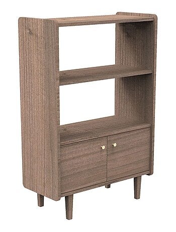 Bibliothèque 2 portes et 1 penderie en bois avec boutons métal - sauthon
