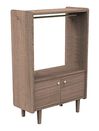 Bibliothèque 2 portes et 1 penderie en bois avec boutons métal - sauthon