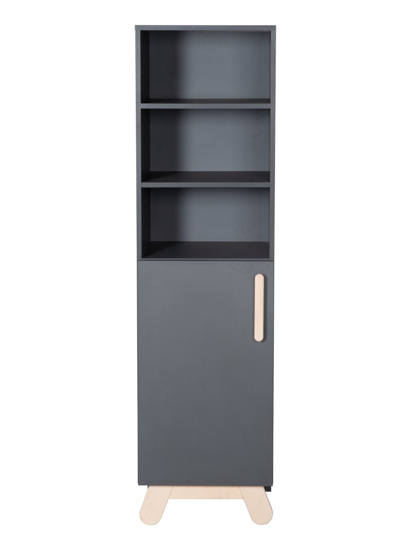 Bibliothèque enfant colonne porte et 3 niches 'Roba Jara' gris anthracite - Kiabi