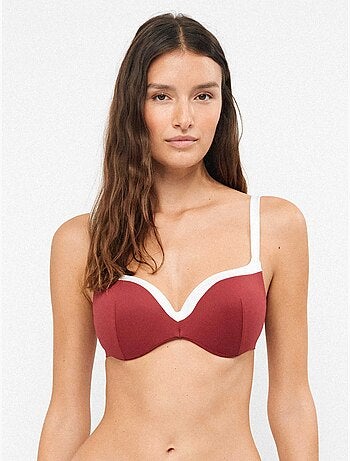 Bicolor bikini top met geïntegreerde beugels