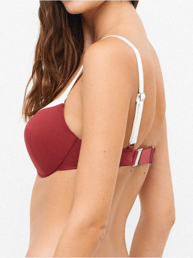 Bicolor bikini top met geïntegreerde beugels Bordeaux - Kiabi