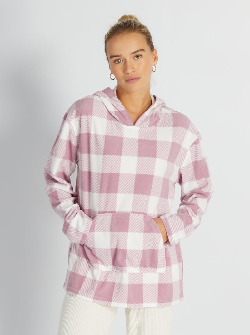 Big sweat en micropolaire blanc/rose - Kiabi
