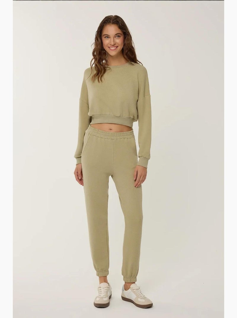 Bijgesneden sweatshirt hiccup Kaki - Kiabi