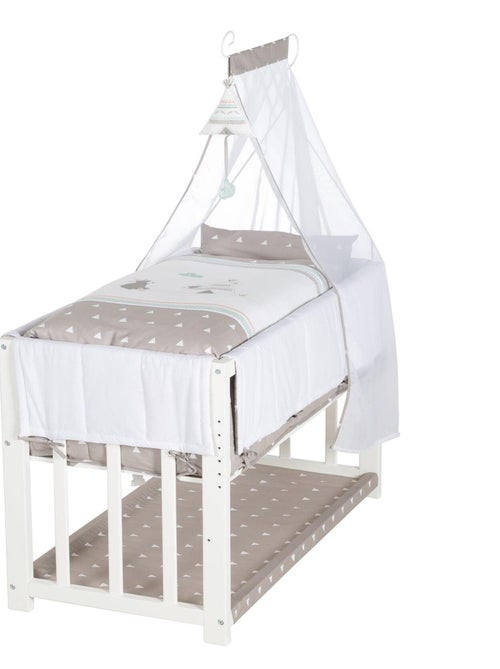 Bijzetwieg 4-in-1 met complete beddengoedset met beertjesprint 'indibear' roba - Kiabi