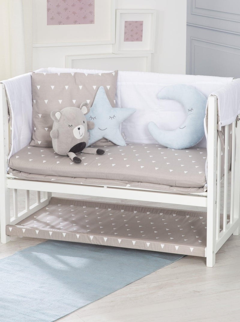 Bijzetwieg 4-in-1 met complete beddengoedset met beertjesprint 'indibear' roba Wit - Kiabi