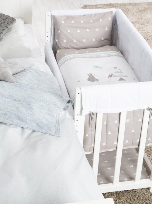 Bijzetwieg 4-in-1 met complete beddengoedset met beertjesprint 'indibear' roba - Kiabi
