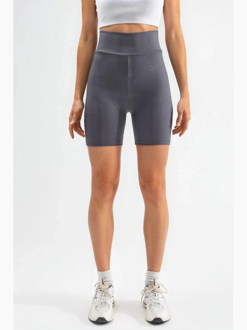 Biker shorts met hoge taille en rib hiccup - Kiabi