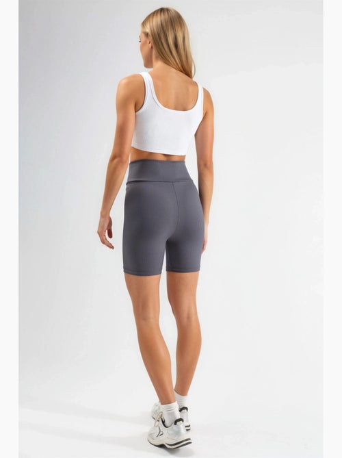 Biker shorts met hoge taille en rib hiccup - Kiabi