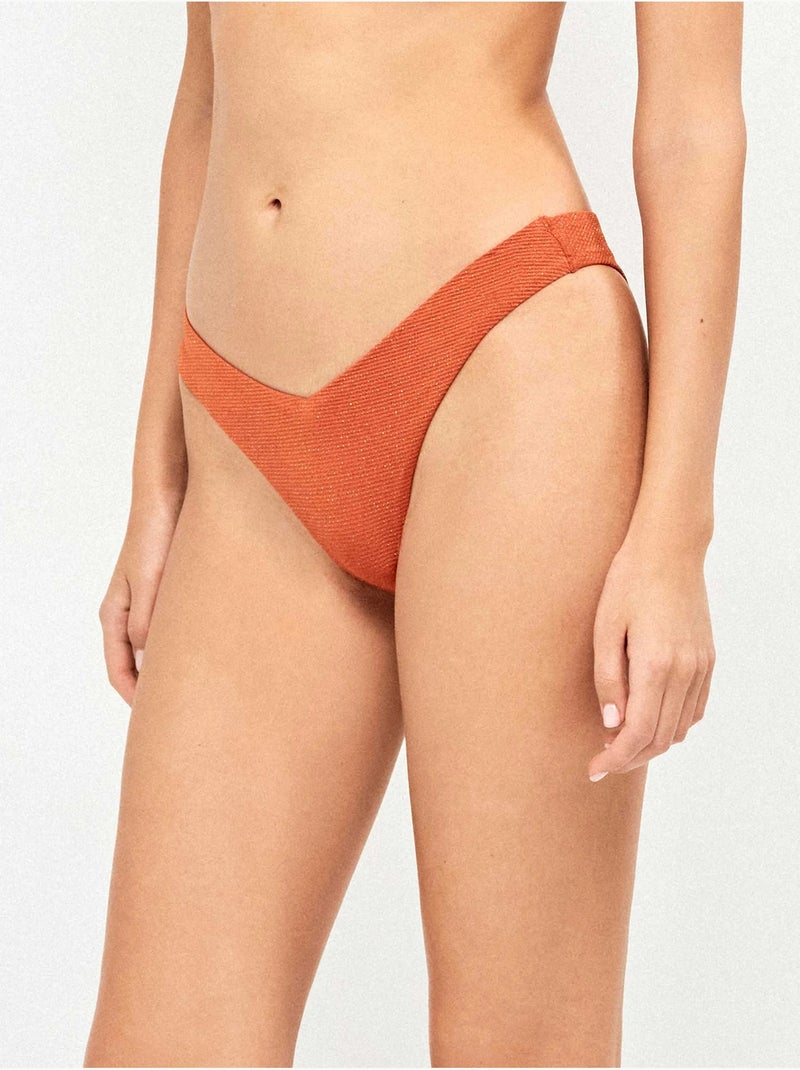 Bikini broekje braziliaans piqué lurex goud Terracotta - Kiabi