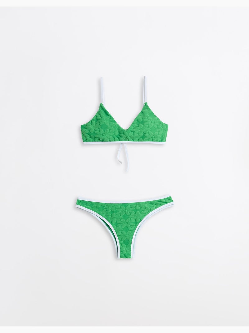 Bikini jacquard fleuri, MO Fashion Vert - Kiabi
