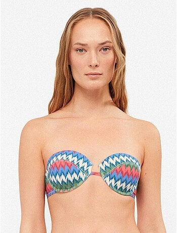 Bikini top bandeau bedrukt met zigzagpatroon