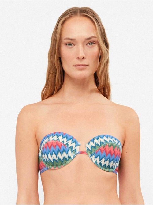 Bikini top bandeau bedrukt met zigzagpatroon - Kiabi Bikini top bandeau bedrukt met zigzagpatroon - Kiabi