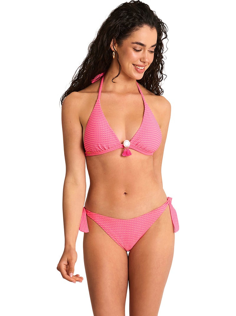 Bikini voorgevormd driehoekig bikinitopje bay Fuchsia roze - Kiabi