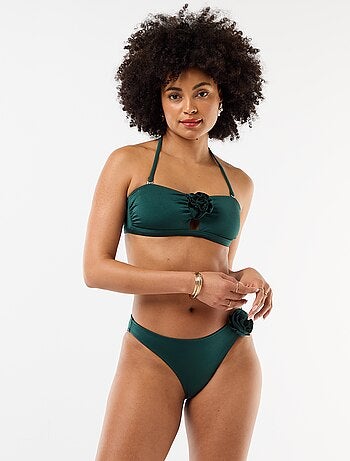 Bikinibandeau met reliëfbloem