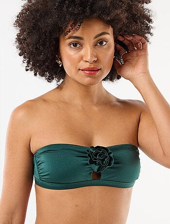 Bikinibandeau met reliëfbloem
