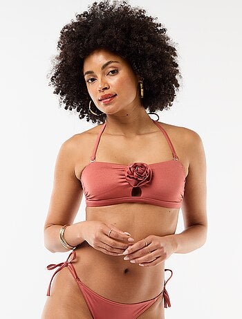 Bikinibandeau met reliëfbloem