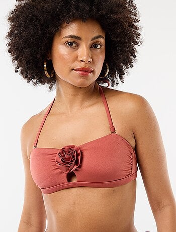 Bikinibandeau met reliëfbloem